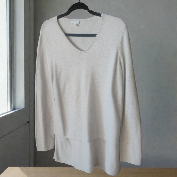 Pure Jill Sweaters - Pure Jill Winter White Long Sleeve Pullover Tunic Layered SZ M